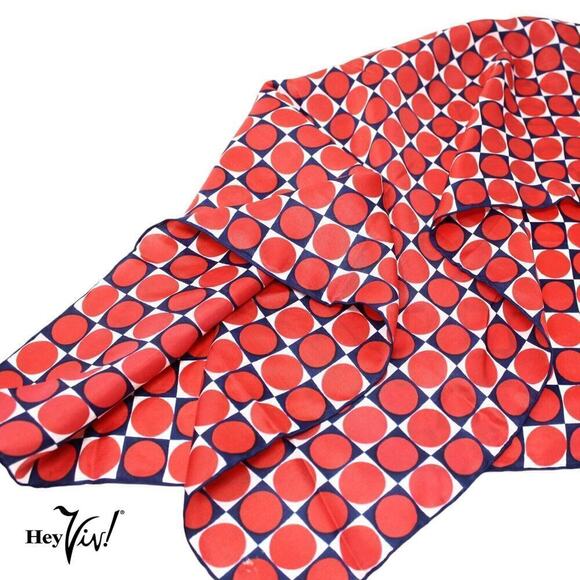 Vintage Red Polka Dot Silk Rayon Scarf Made in Japan 22x22" Square - Hey Viv - Picture 1 of 6